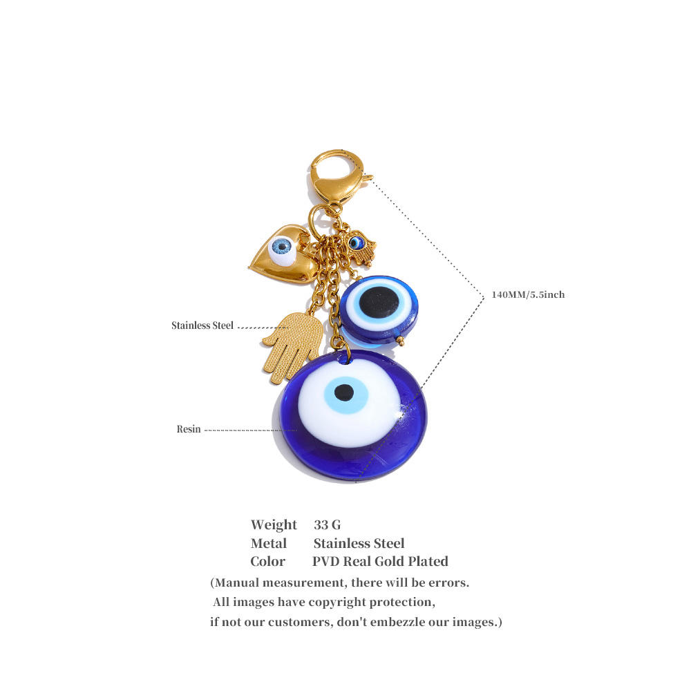 Evil Eye Charm Bag Pendant – Gold & Blue Protective Charm