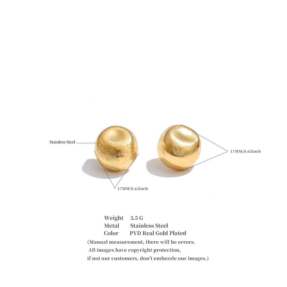 Brushed Dome Stud Earrings – Gold Finish