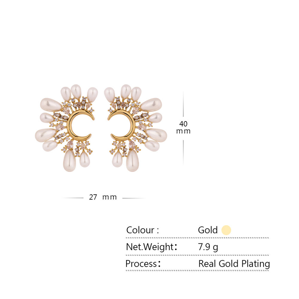 Luna Pearl Statement Earrings – Gold Plated