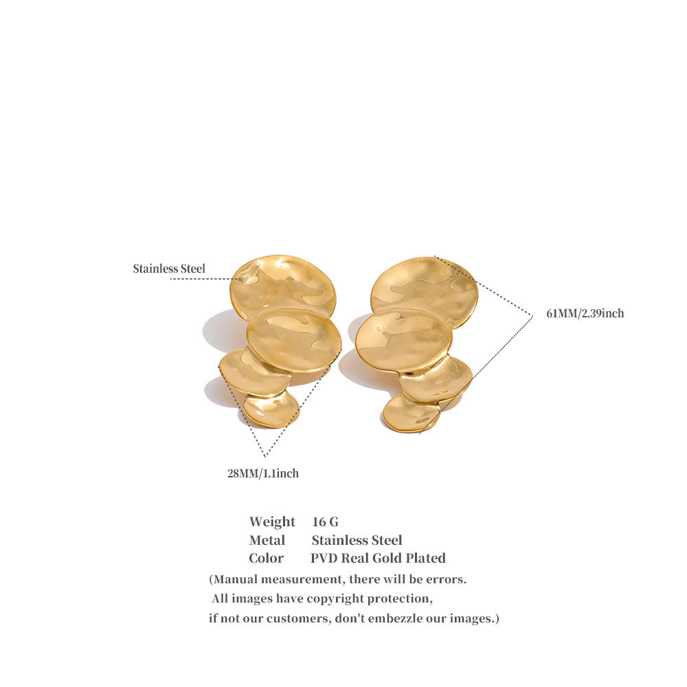 Luna Hammered Gold Disc Statement Earrings
