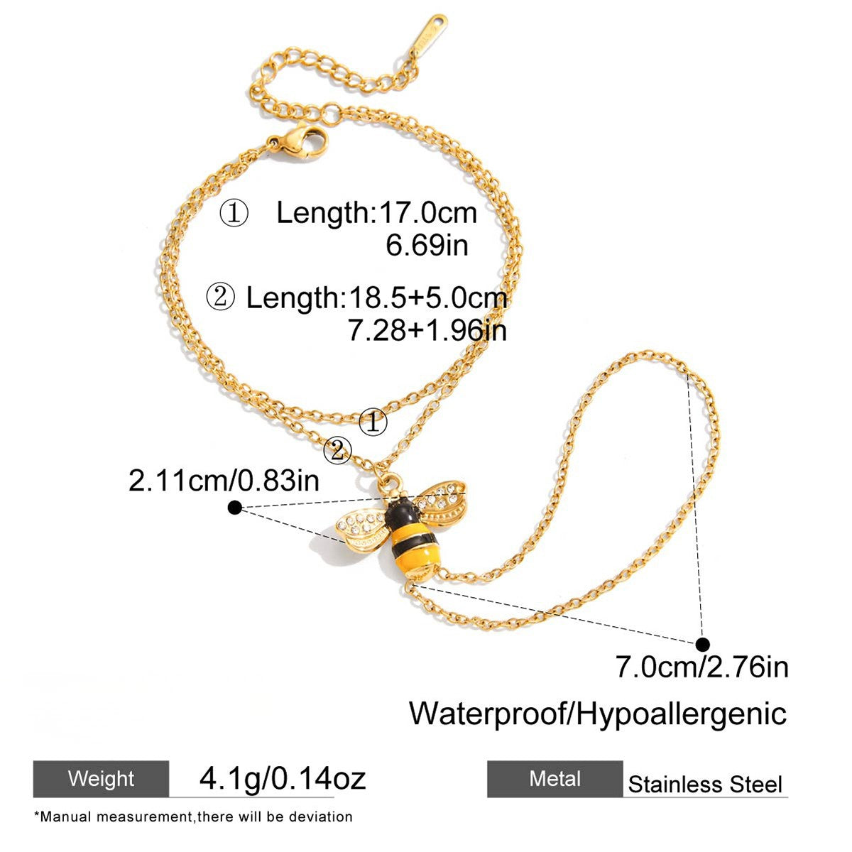 Bee Charm Layered Bracelet
