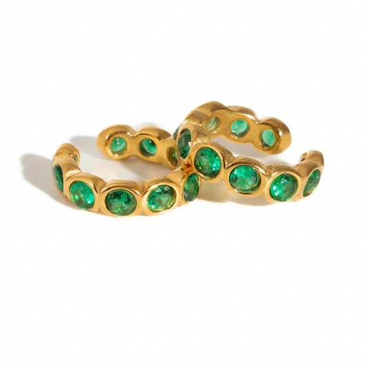 Emerald Green Gemstone Open Ring Set