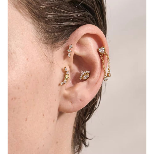 Laurel Leaf Marquise Ear Climber
