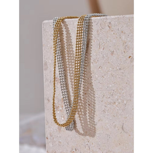 Multi-Row Woven Ball Chain Choker Necklace