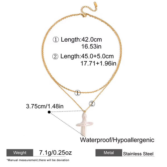 Maris Pearl Cross Necklace