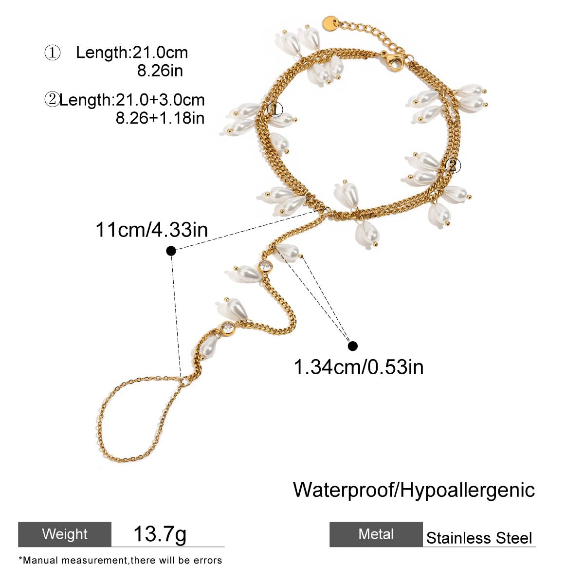 Gold Pearl Anklet with Toe Ring