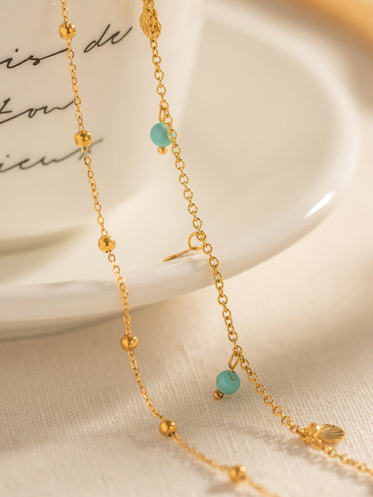 Gold Shell & Turquoise Bead Anklet
