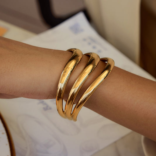 Triple Band Gold Cuff Bracelet