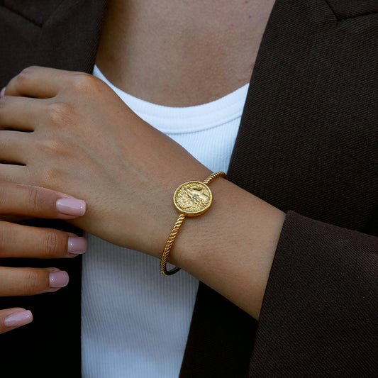 Coin Medallion Rope Cuff