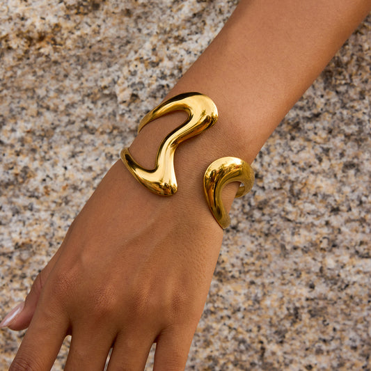 Sculptural Open Gold Bracelet