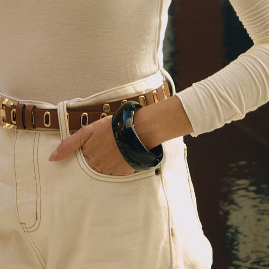 Chunky Black Dome Bangle