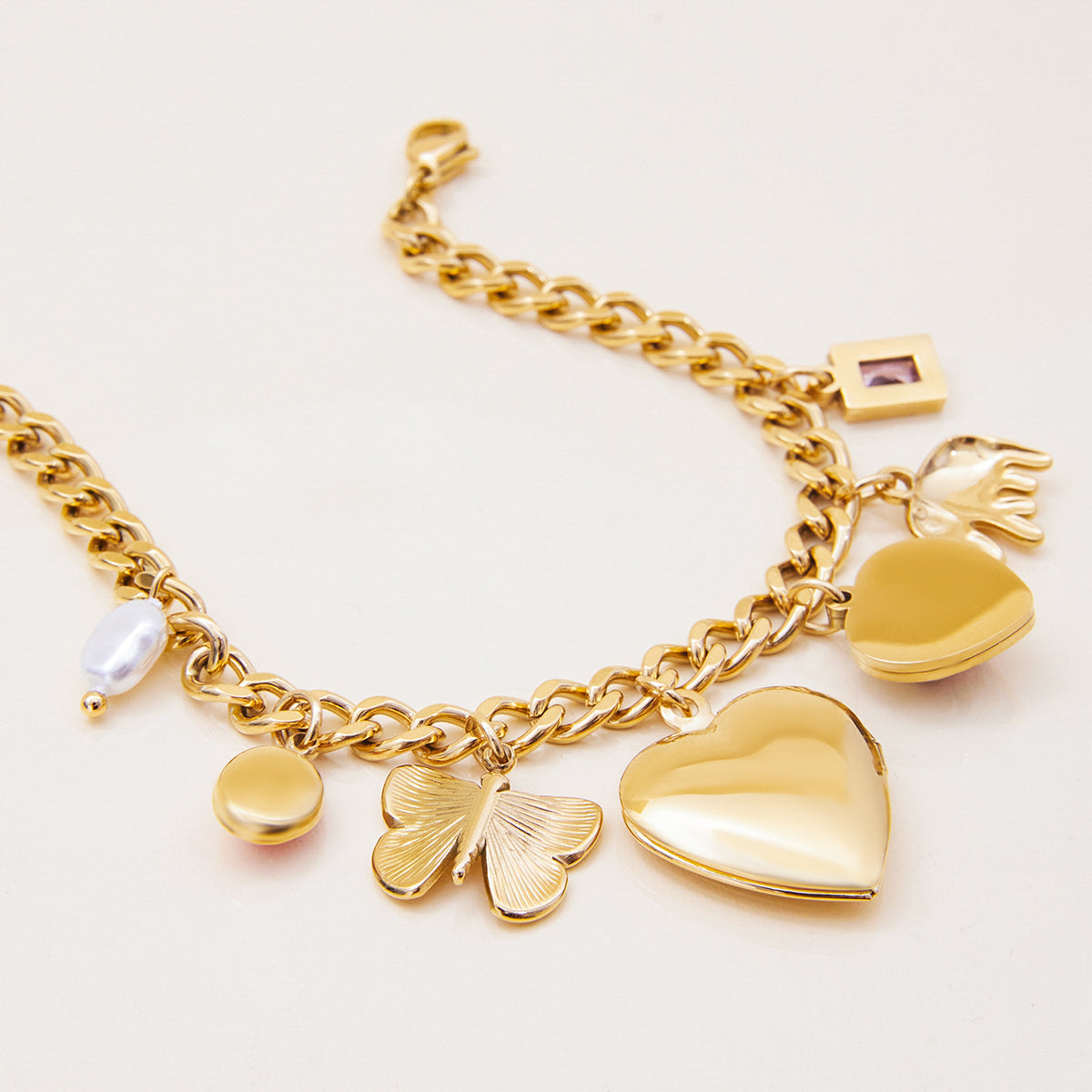 Gold Charm Chain Bracelet