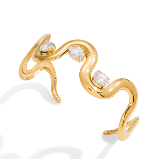 Wave Crystal Cuff Bracelet