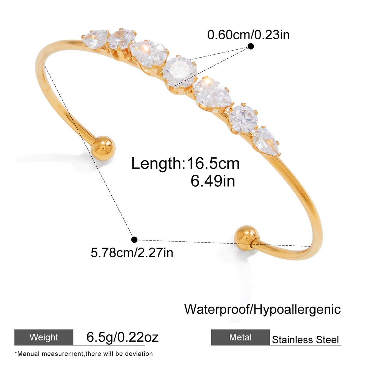 Prism Pear-Cut Open Bangle