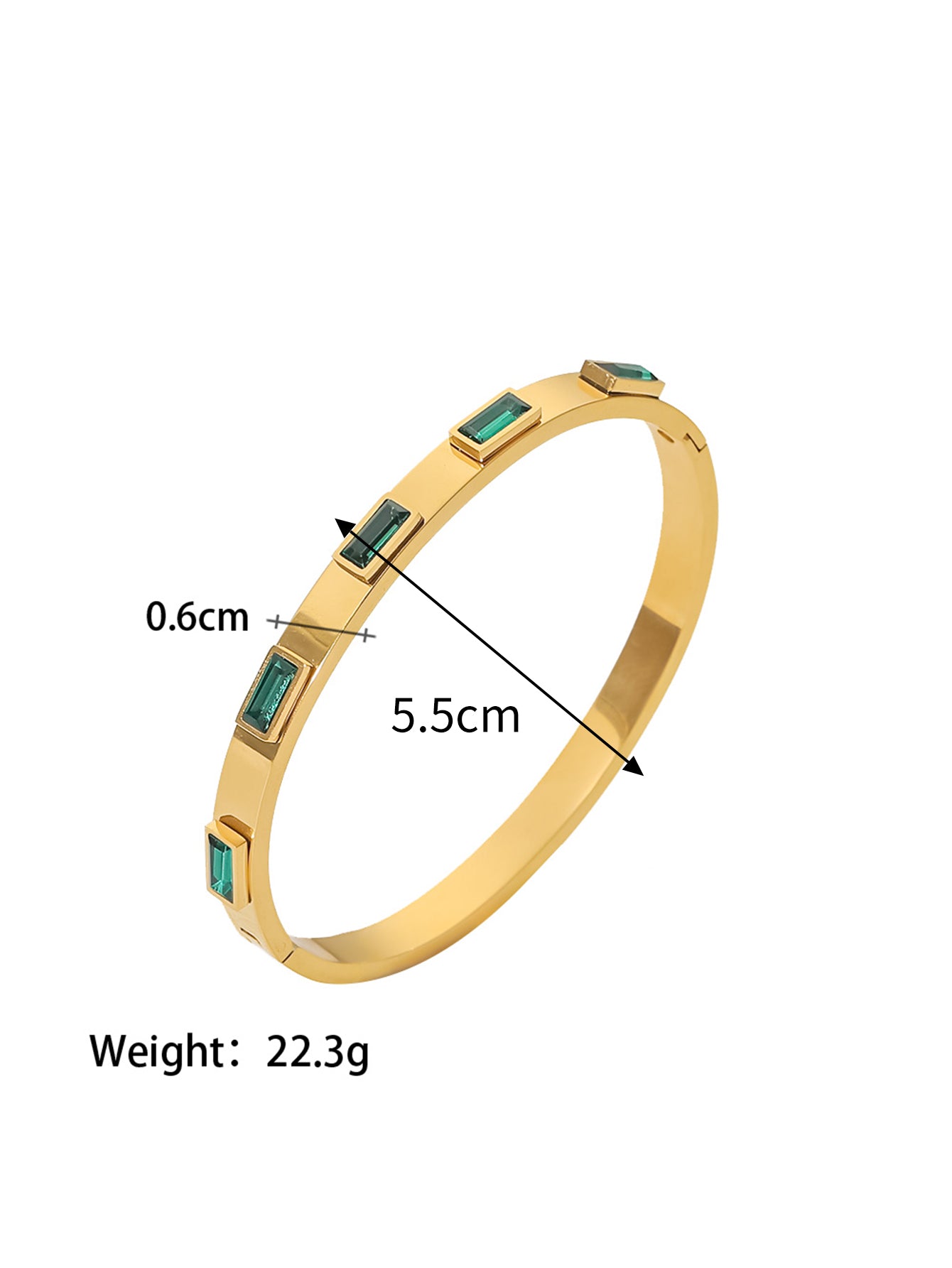 Emerald Baguette Gold Bangle