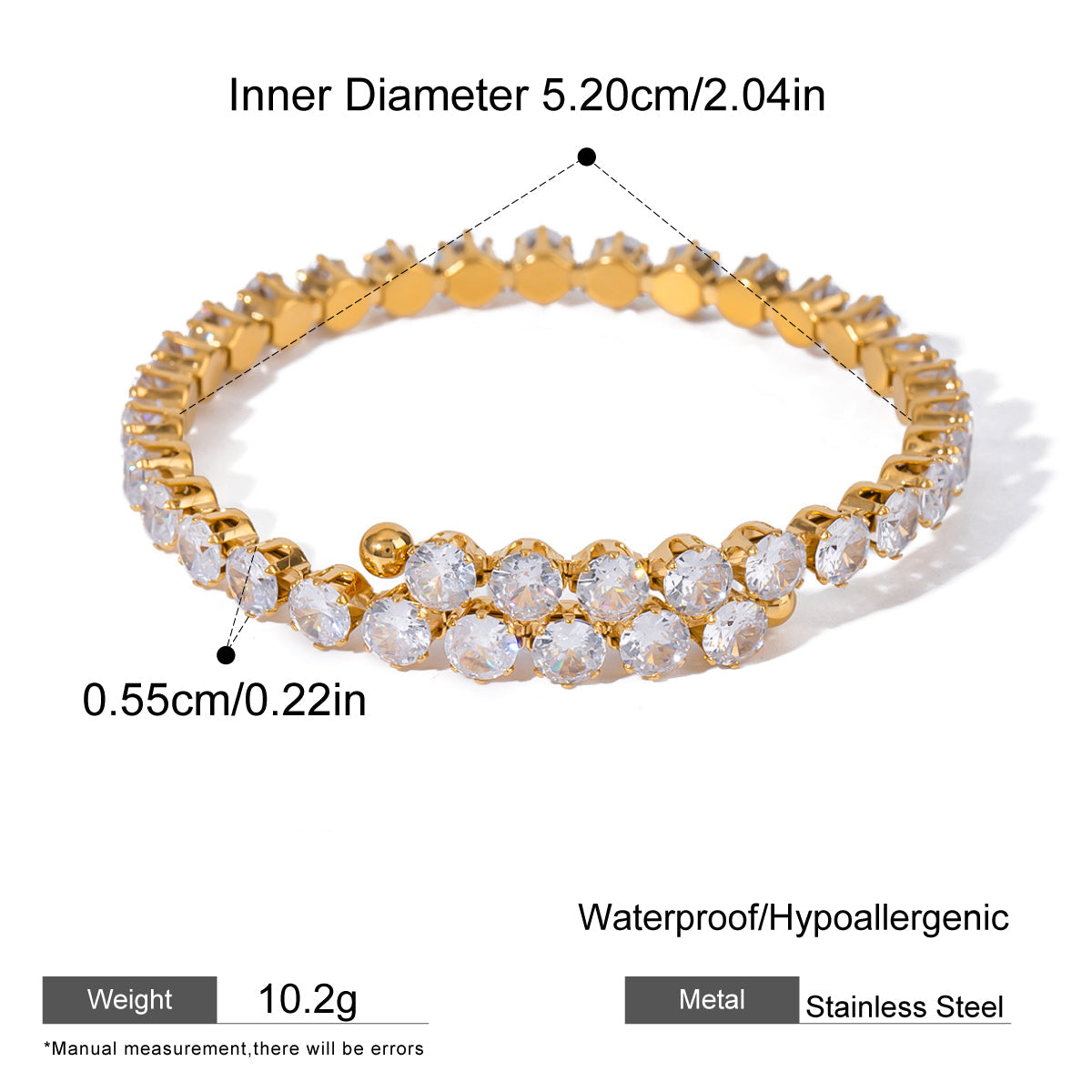 Adjustable Double Row Tennis Bangle