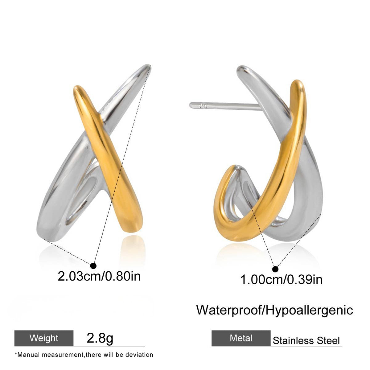 Two‑Tone Abstract Hoop Earrings