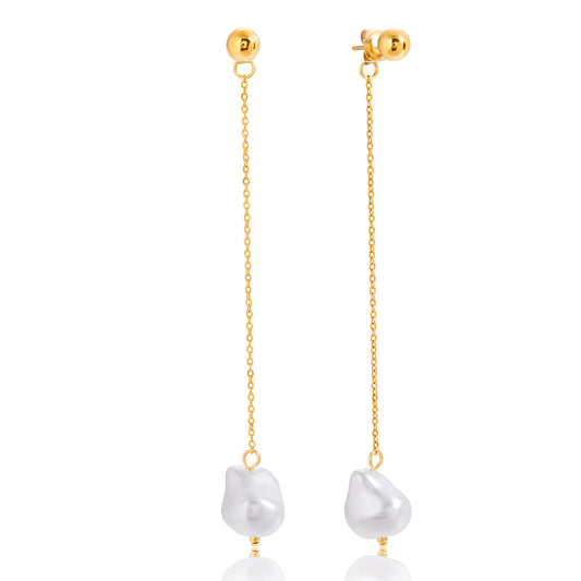 Long Pearl Drop Earrings