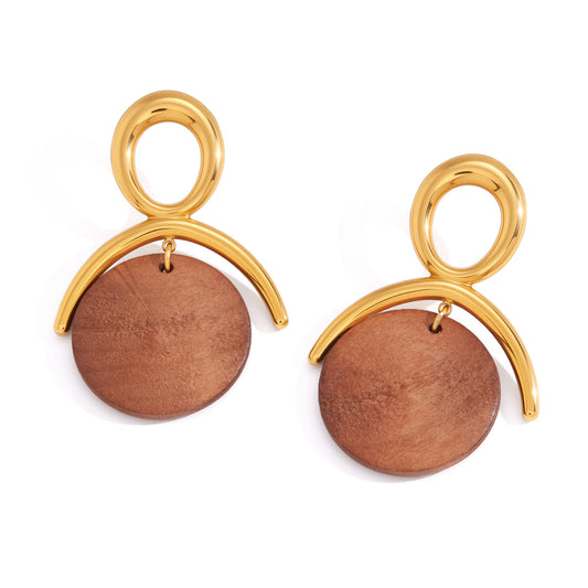 Gaia Gold & Wood Sculptural Earrings