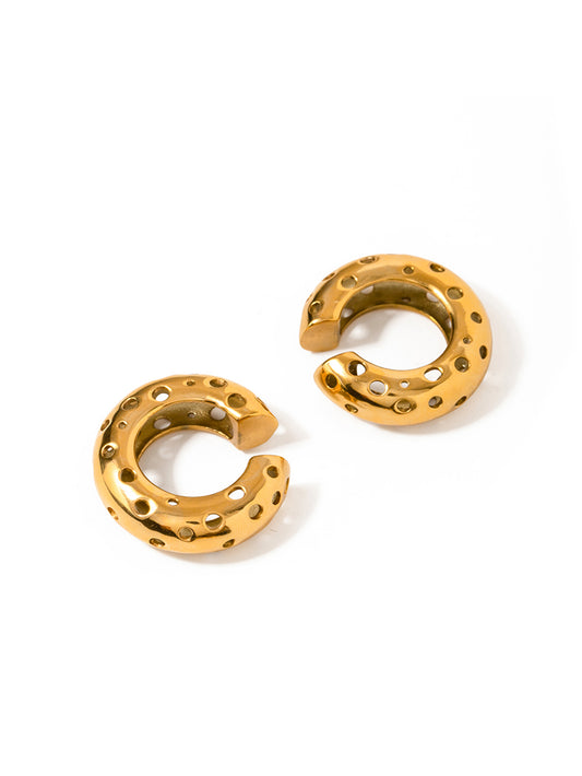 Gold Perforated Hoop Earrings