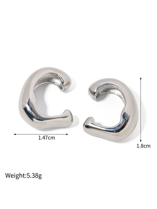 Silver Organic Huggie Earcuffs for Women