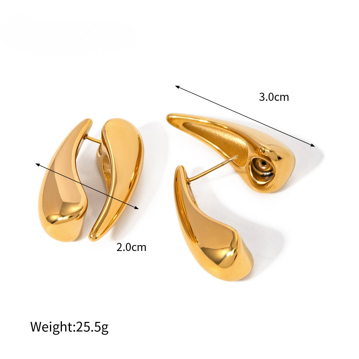 Abstract Gold Flame Earrings