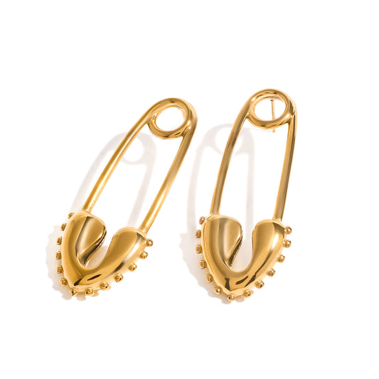 Gold Safety Pin Dangle Earrings for Women