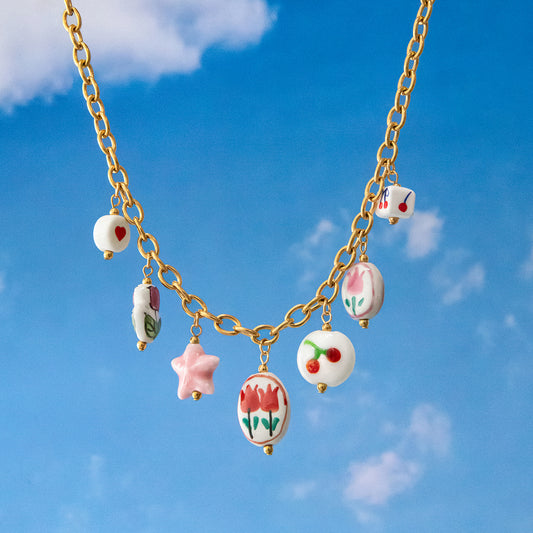 Pastel Ceramic Charm Necklace
