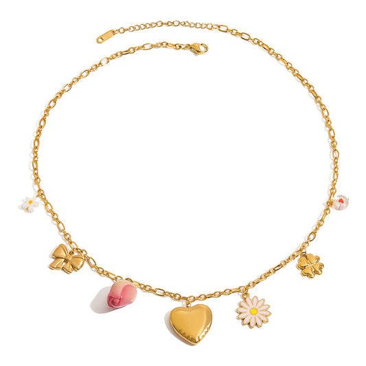 Playful Heart & Charm Chain Necklace
