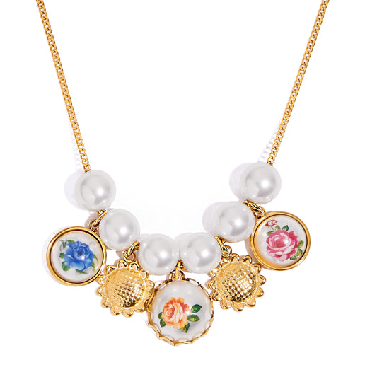Pearl Cluster Charm Necklace