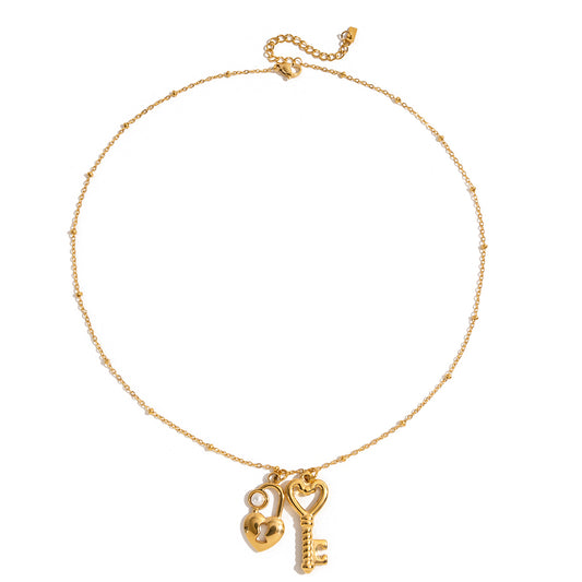 Heart & Key Charm Necklace