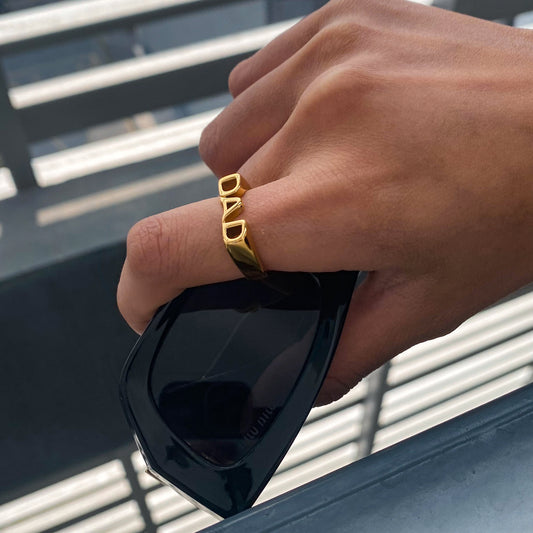 Gold “DAD” Statement Ring