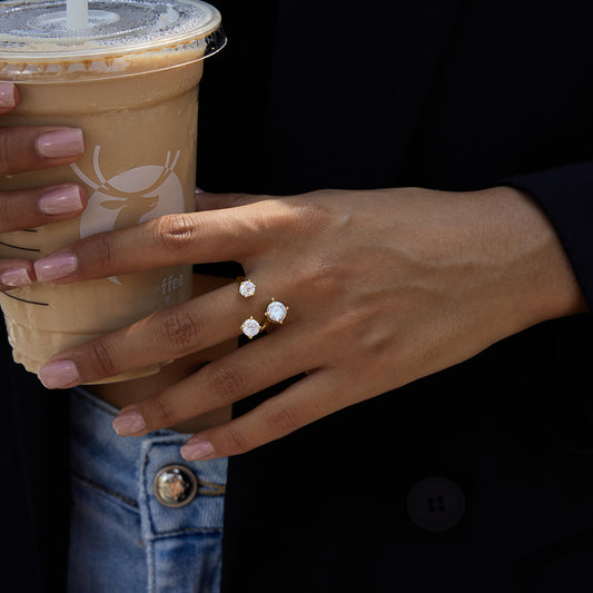 Triple Solitaire Adjustable Ring