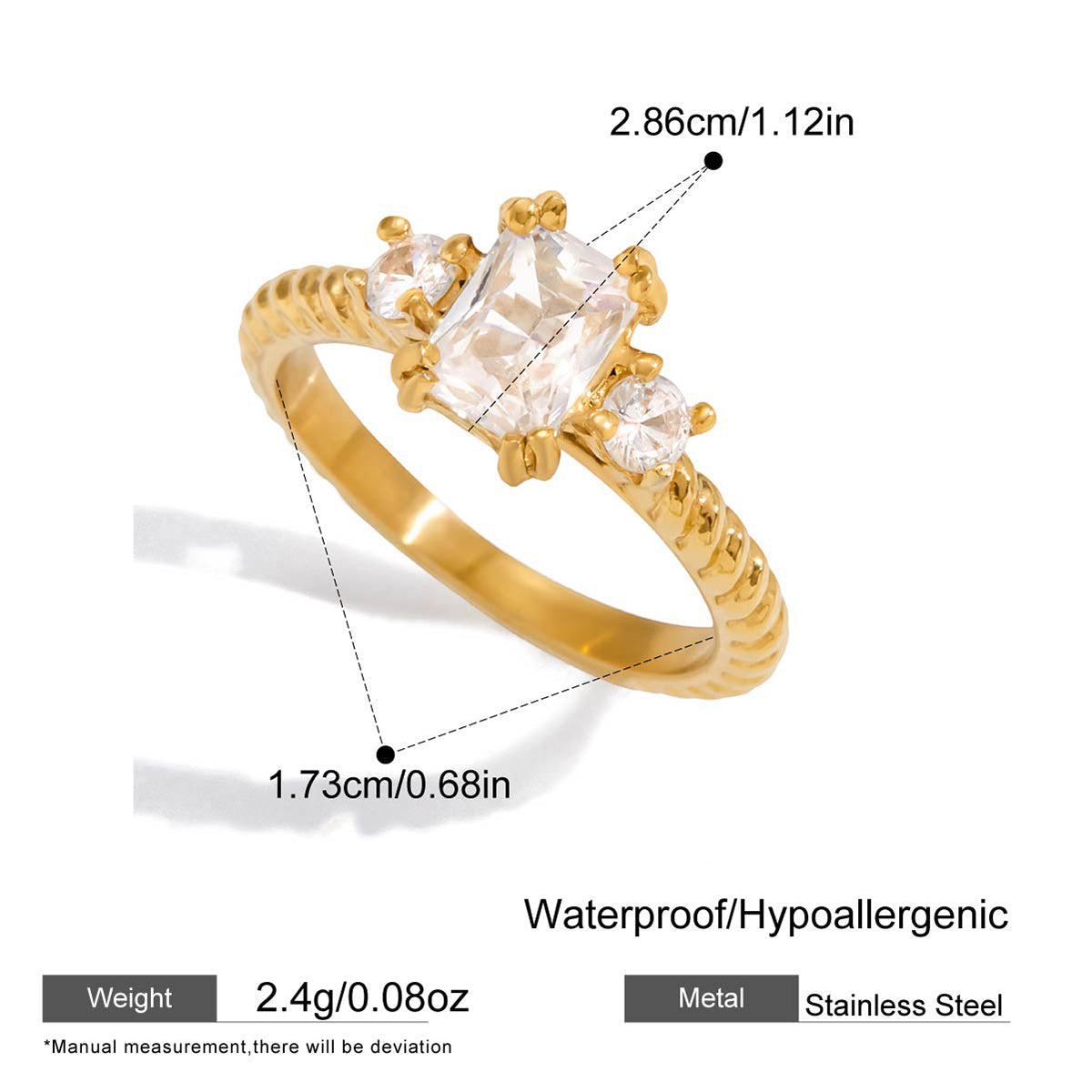 Emerald-Cut Trio Stone Ring