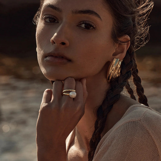 Modern Pearl Orbit Ring