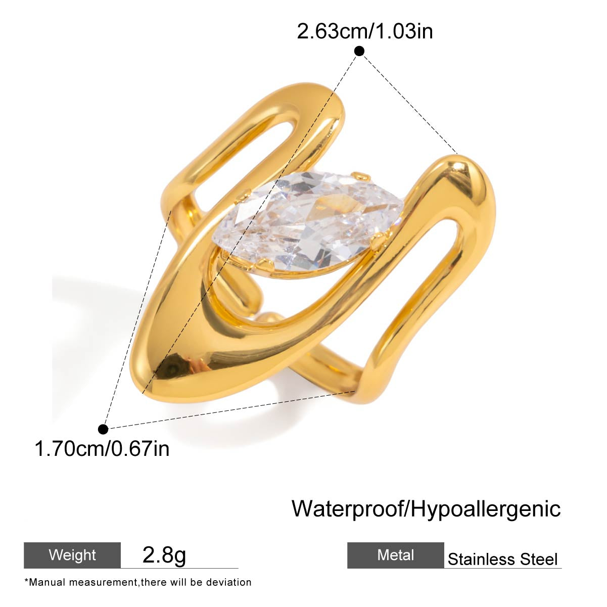 Marquise Crystal Sculptural Ring