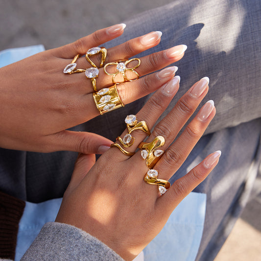 Ethereal Wave Solitaire Ring