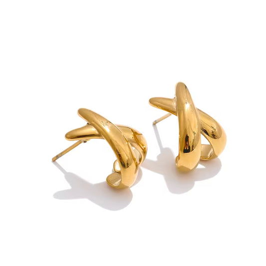 Gilded Infinity Twist Stud Earrings