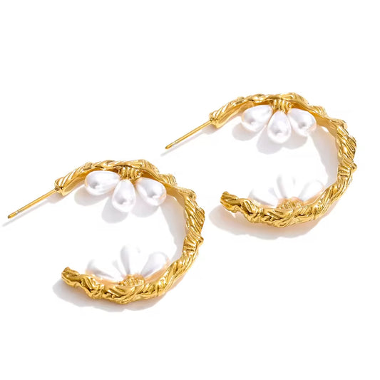 Ethereal Bloom Gilded Hoop Earrings