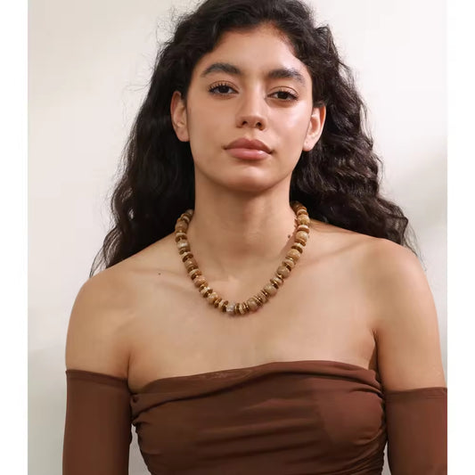 Ivory Marble & Gilded Globe Necklace