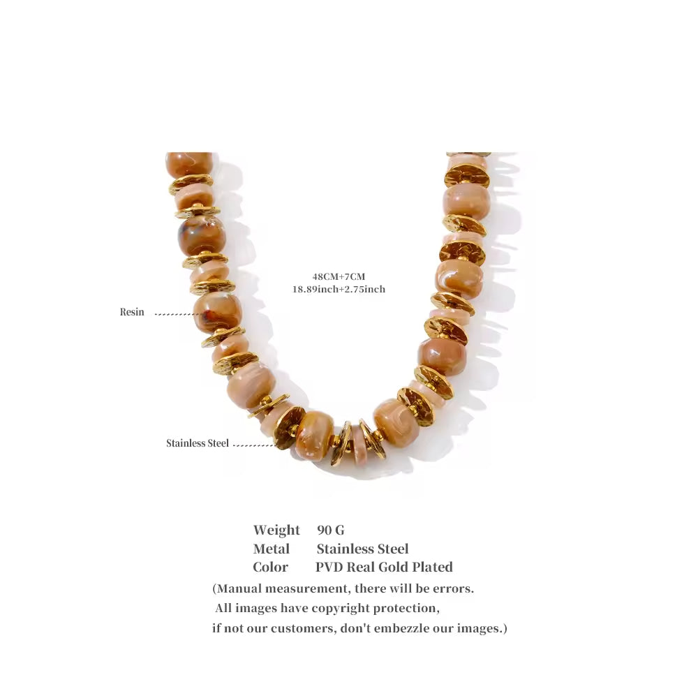 Ivory Marble & Gilded Globe Necklace