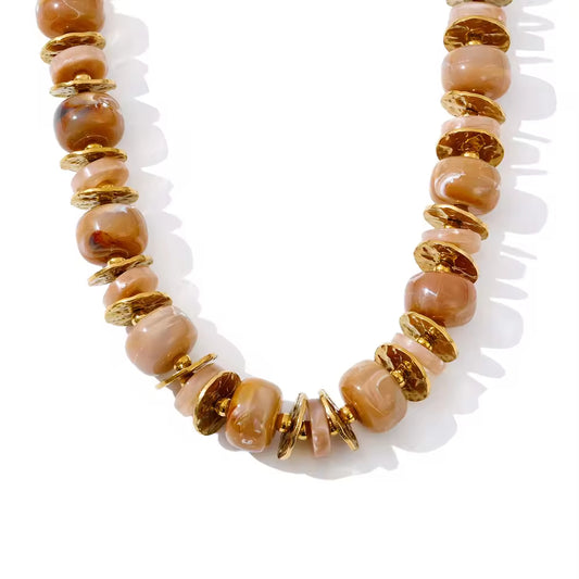 Ivory Marble & Gilded Globe Necklace