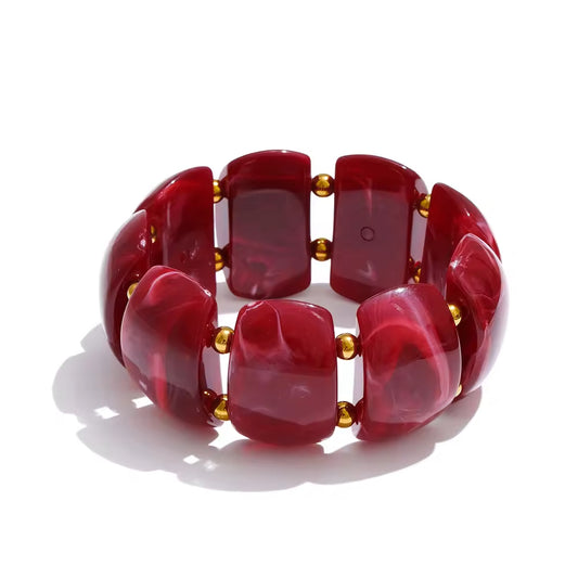 Crimson Marble Resin Statement Bracelet