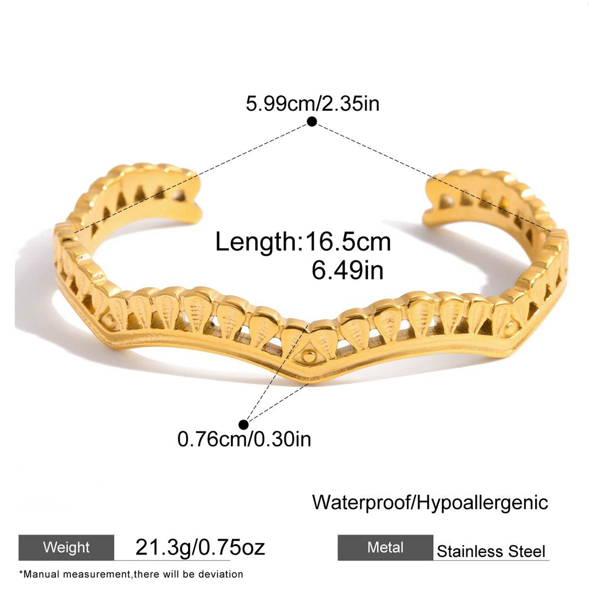 Geometric Pattern Gold Cuff Bracelet