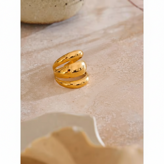 Triple-Tier Teardrop Statement Ring