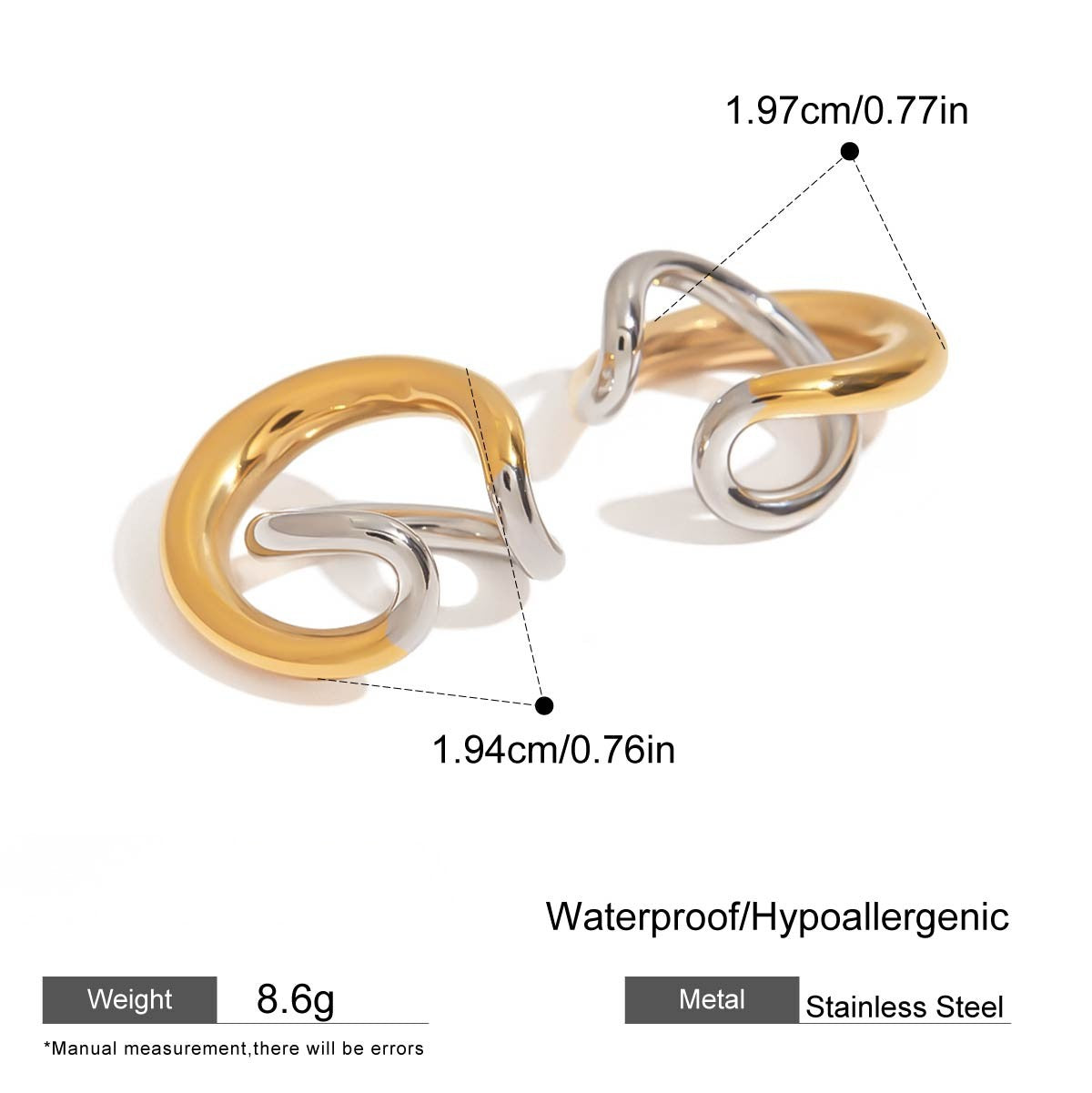 Gold & Silver Sculptural Ear Cuff