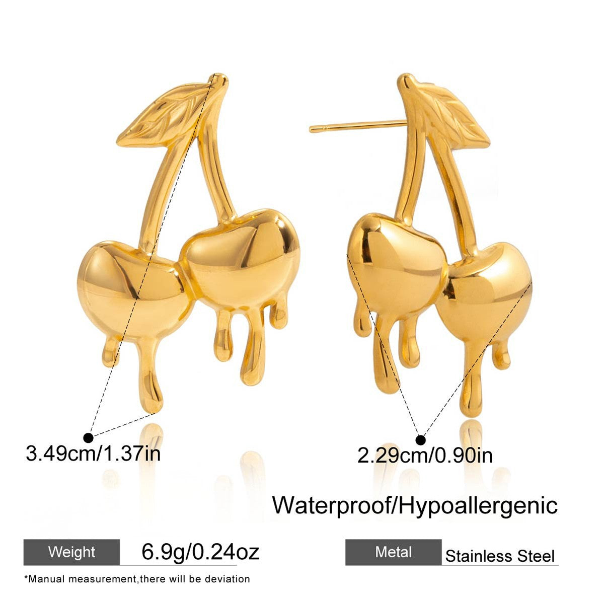 Dripping Cherry Stud Earrings