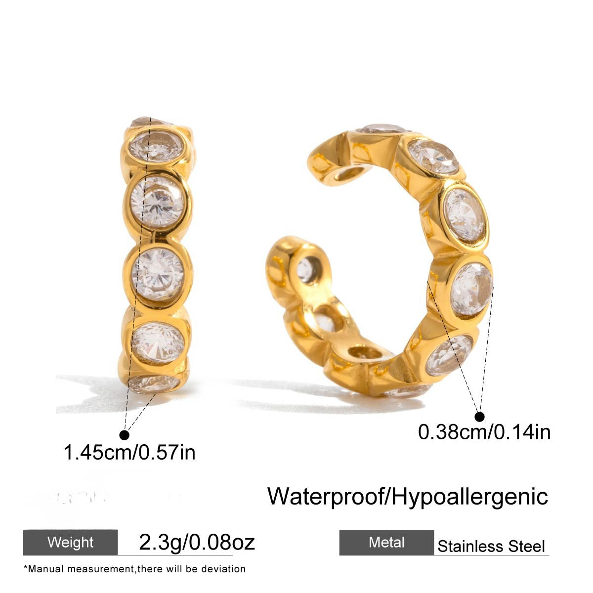 Bezel Crystal Huggie Ear Cuff