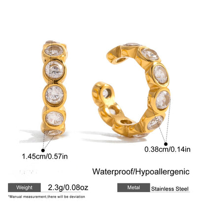 Bezel Crystal Huggie Ear Cuff