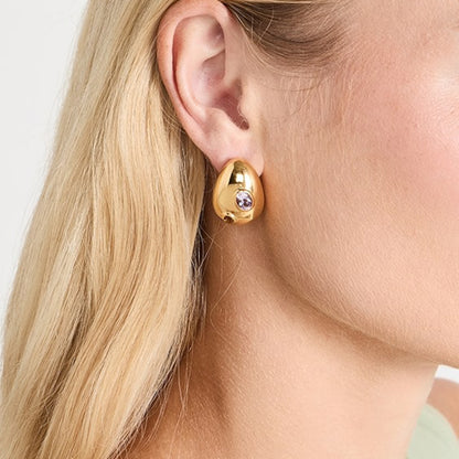 Gold Gem Dome Stud Earrings